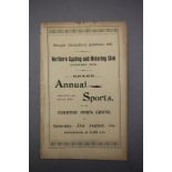 1901 Sports Event programme for Glasgow Exhibition held by Northern Cycling and Motoring Club on