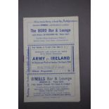 Irish wartime football programme played between The Army v Ireland played 23rd April 1944 with