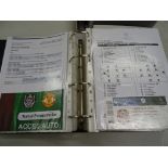 Ten folders of various clubs home and away team sheets and match tickets featuring many