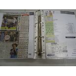 Six folders of home and away team sheets and match tickets featuring Spurs, Man City etc with
