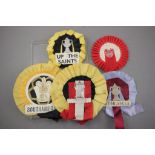 Five vintage football rosettes mostly FA Cup including Southampton & Aston Villa