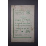 Scarce 1947 Football League of Ireland representative match programme for the first match V