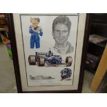 F1 Tribute to Damon Hill print framed and glazed