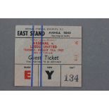 1969 Arsenal v Leeds United football ticket played 19th August 1969 in East Stand (excellent)