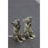 Pair of Sterling Silver Condiments in the form of Mice