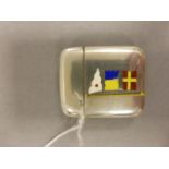 A Victorian Silver vesta, enamelled with signal flags, Possibly C, K, R?, Chester 1891, B H Joseph &