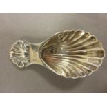 Silver Caddy Spoon with Shell Bowl and Handle, Birmingham 1964 Pepper & Hope