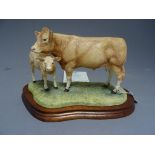 Border Fine Arts - B0353 Blonde D'Aquitaine Cow & Calf 636/1250 on wood base with certificate (in