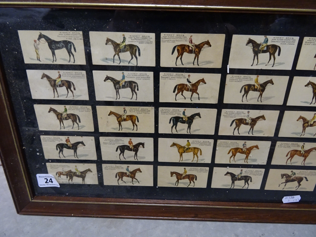 Framed, Glazed and Mounted Set of Twenty Five Kinney Bros High Class Cigarette Cards 19th century - Image 3 of 3