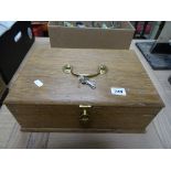 Vintage Oak Box with dovetailed seem and brass carry handle