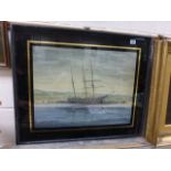 Framed marine watercolour 'The Looting of the Dutch Ship Voorspoed' at Perran Porth in 1900 signed