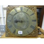 Brass Longcase Clock Face with Movement marked Peter Bower, Redlinch