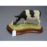 Boxed Border Fine Arts - Holstein Friesian Cow & Calf model No. B0309 by K Armstrong on wood base