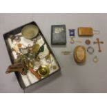 Tray of mixed collectables to include; medals, bottle openers, watch chains, medallions etc