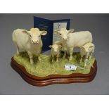 Border Fine Arts - Charolais Family Group model No. B0184 by on wood base with certificate ltd edn