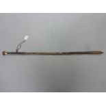 A 19th century wooden walking/spear stick, with a ivory knob, and concealed spear, with brass mounts