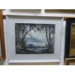 Watercolour of a lake scene signed A Stones
