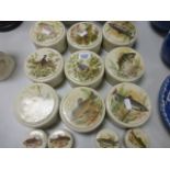 Collection of Nine Replica Relish Pots with Lids commissioned by Elsenham Quality Foods Limited