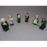 Six Royal Doulton Dickens figures to include Sairey Gamp, Buzfuz, Bill Sikes, Mrs Bardell, Fagin