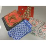 Luca Castellani Paisley Print Scarf, Cornelia James Wild Bird Print Scarf and Two Equestrian