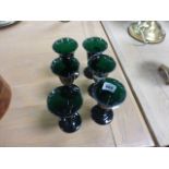 Set of Six 19th century Green Glass Wine Glasses