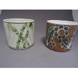 A Poole pottery plant pot, "Bamboo" design, along with one other Poole plant pot