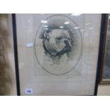 An early 20th century etching of a bulldog, signed H G Walker