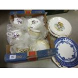 Wedgwood cabinet plate along with various other Wedgwood blue & white plates, Staffs teaware etc