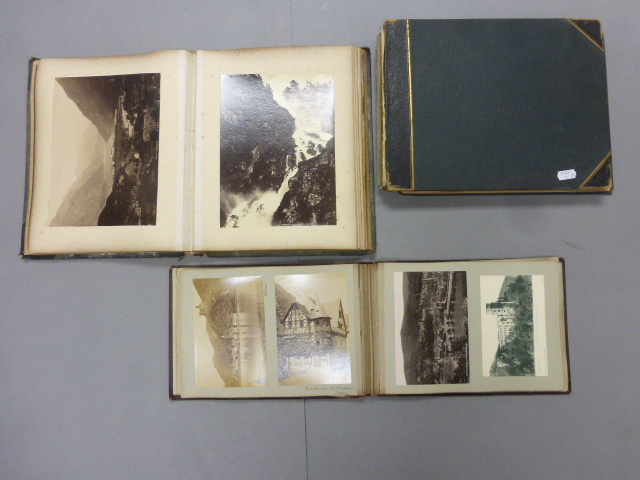 Three photograph and postcard albums with European scenes late 19C