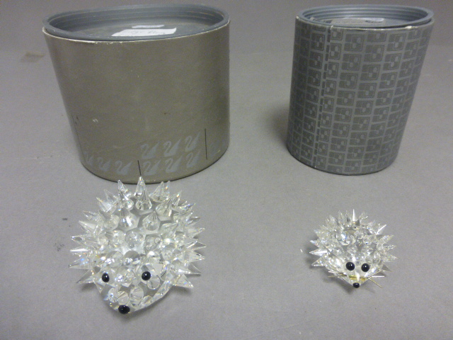 Boxed Swarovski Silver Crystal Hedgehog with Whiskers 7630040000 plus Large hedgehog 70mm Long