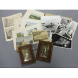 A small collection of watercolours including country scenes, along with Royal Navy photographs etc