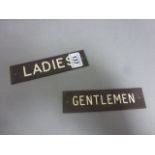 Pair of Vintage Bakelite Signs ' Gentlemen ' and ' Ladies '