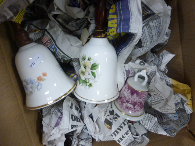 Collection of Ceramic and Glass Ornamental Bells including Coalport