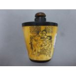 Wood & bone snuff bottle decorated with erotic scenes