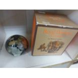 Boxed Royal Doulton lead crystal candle holder and gem stone paperweight