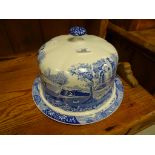 A modern Spode blue and white cheese dome, in the "Italian" design