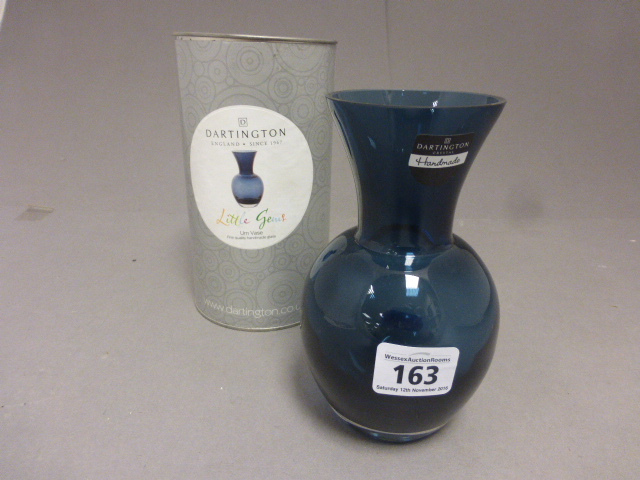 Dartington Little Gems Blue Glass Urn Vase in original Container