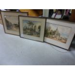 Pair of 19C Continental watercolours of country life along with another watercolour