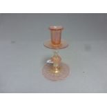 Late 19th / Early 20th Century Venetian Pink Glass Candlestick