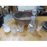 Five Items of Glassware including Caithness Vase, 19th century Decanter, etc