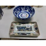 Japanese Blue and White Bowl together with a Small Tray