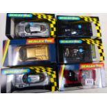 Six boxed/cased ltd edn retailer Scalextric slot cars to include C2352 Mercedes CLK GTI x 2, C2350