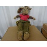 18" Rabbit with velveteen trousers and felt jacket circa 1930's