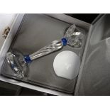 Boxed Swarovski Blue Flower candle holder, 7600-146-000, retired 2001