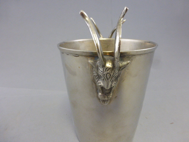 White Metal Ice Bucket with Stag Head Handles - Image 2 of 2