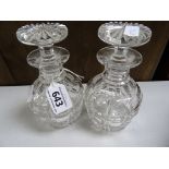 Pair of cut glass perfume bottles / small decanters