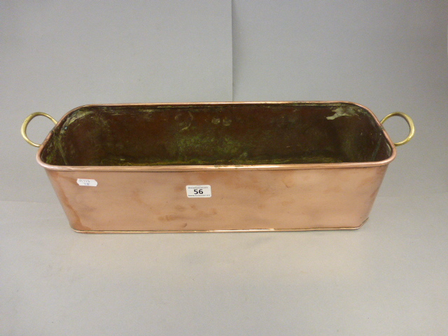 Copper Long Planter with Brass Handles