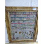 Antique Alphabetical and Numerical Sampler dated 1882