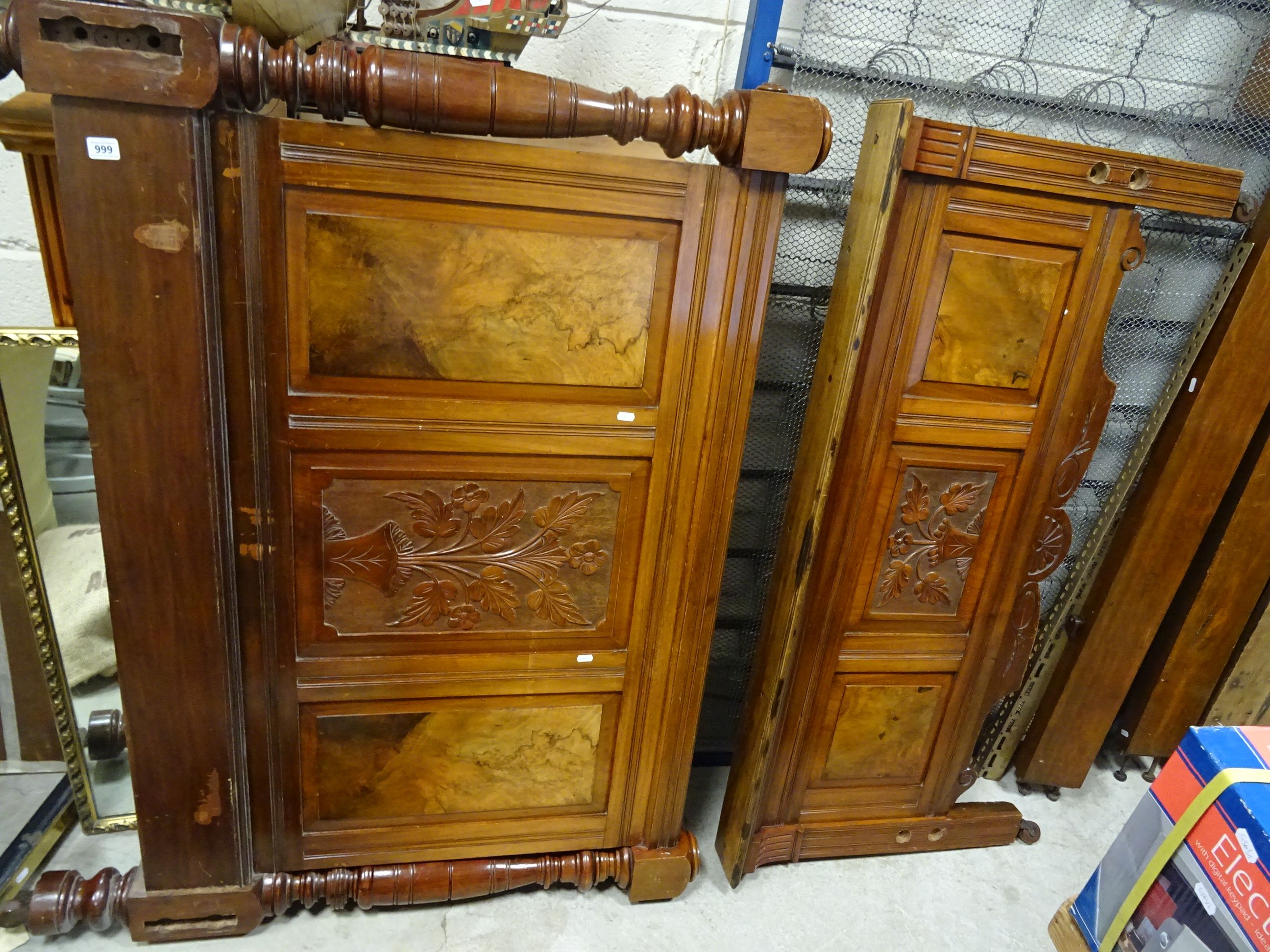 An early 20th century single walnut bed - Image 2 of 2