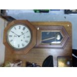 A Victorian oak drop dial wall clock